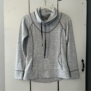 Kuhl Lea Funnel Cowl Neck Pullover Sweatshirt Sz XS Gray Kangaroo Pocket